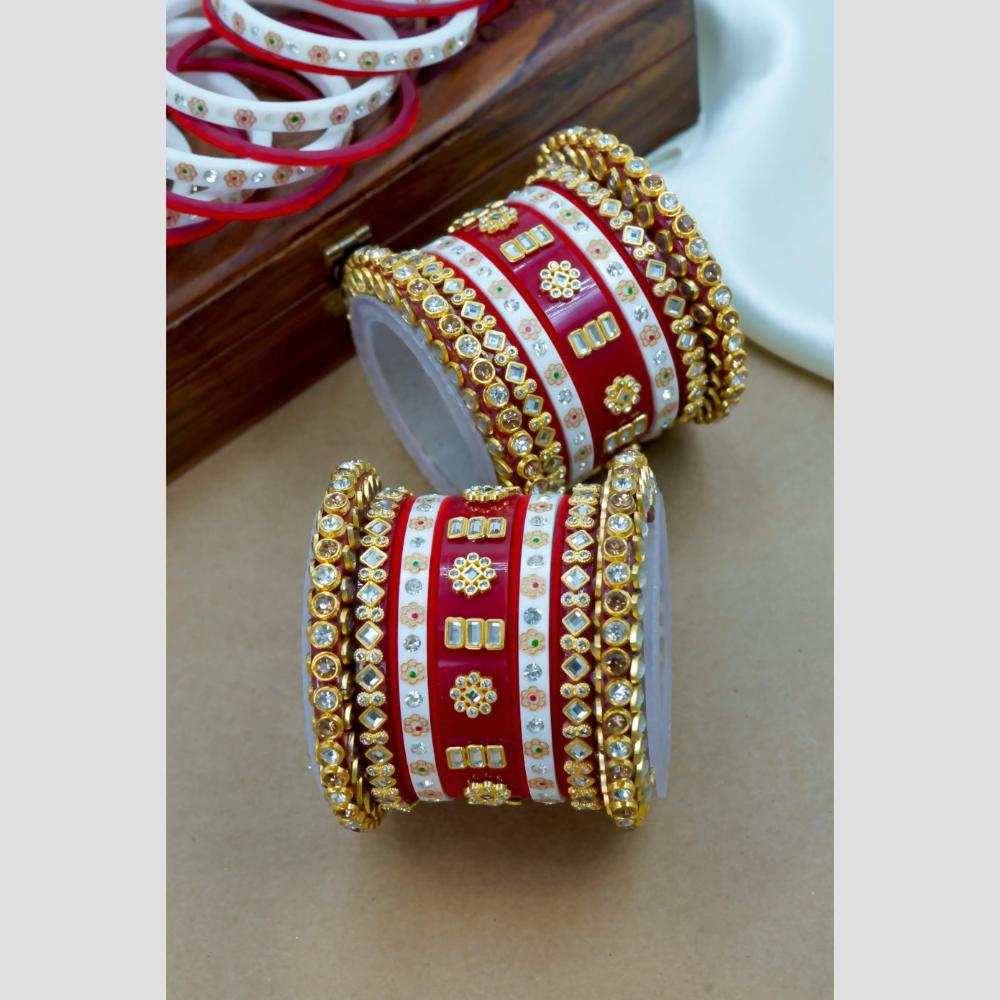Wedding Chuda Royal Austrian Stone And Acrylic Rajwadi Bridal Chuda Bangles Set