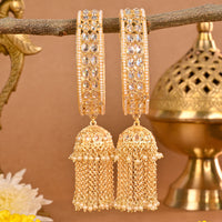 Wedding Chuda Gold Plated Crystal Stone And Pearl Bangles Set