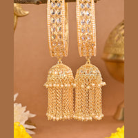 Wedding Chuda Gold Plated Crystal Stone And Pearl Bangles Set