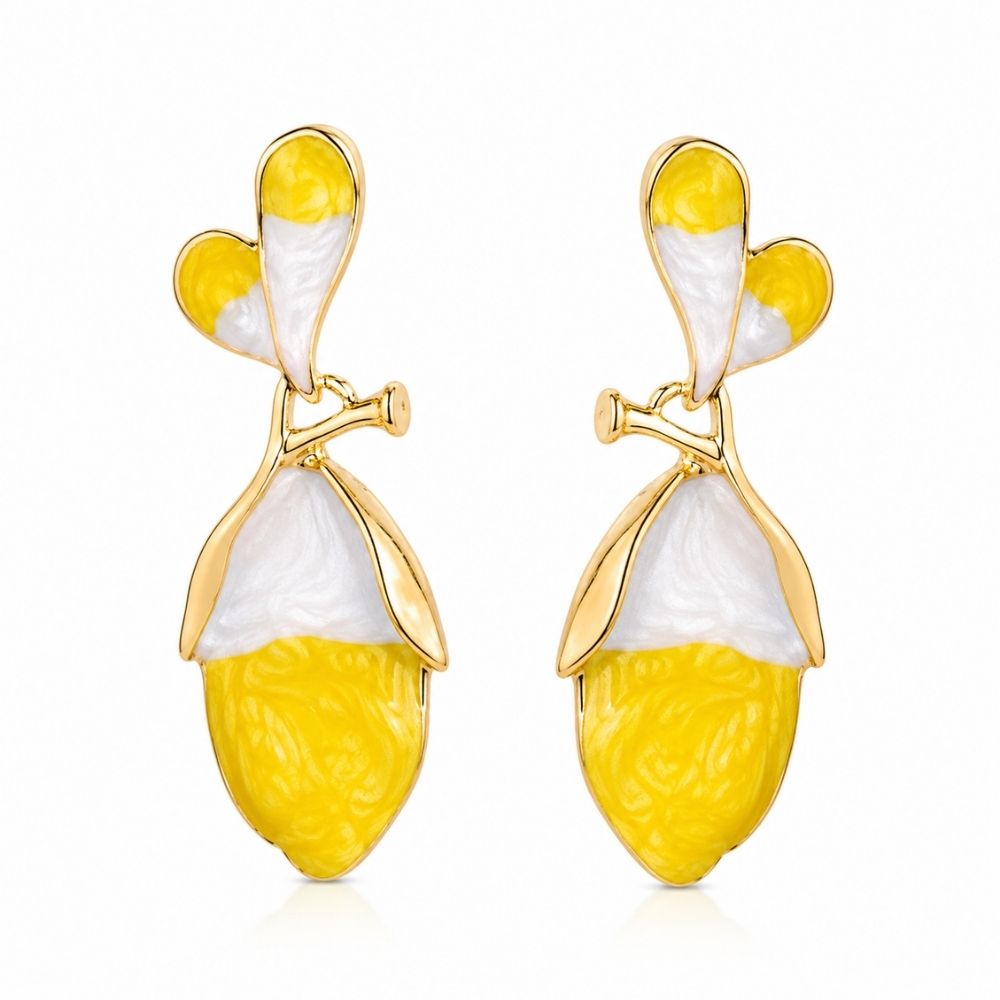 Etnico Fashion Gold Plated Anti Tarnish Floral Bud Design Drop Earrings Lightweight Fashion Jewellery for Women & Girls (WE003Y)