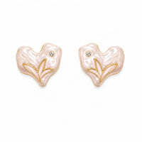 Etnico Fashion Gold Plated Anti Tarnish Heart Design Stud Earrings with Simulated Stone for Women & Girls Lightweight Fashion Jewellery (WE006W)