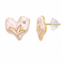 Etnico Fashion Gold Plated Anti Tarnish Heart Design Stud Earrings with Simulated Stone for Women & Girls Lightweight Fashion Jewellery (WE006W)
