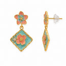 Etnico Fashion Gold Plated Anti Tarnish Pink & Blue Floral Design Drop Earrings with Simulated Stone for Women & Girls Lightweight Fashion Jewellery (WE007Mul)