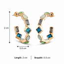 Etnico Fashion Gold Plated Anti Tarnish Multicolor Crystal Hoop Earrings for Women & Girls Stone Studded Lightweight Fashion Jewellery (WE009Mul)