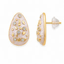 Etnico Fashion Gold Plated Anti Tarnish Pearl Finish Teardrop Stud Earrings with American Diamond for Women & Girls Lightweight Fashion Jewellery (WE013W)