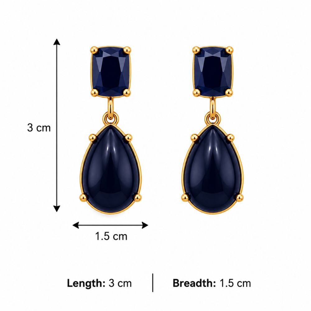 Etnico Fashion Gold Plated Anti Tarnish Blue Stone Drop Earrings for Women & Girls Teardrop Dangle Fashion Jewellery (WE014Bl)