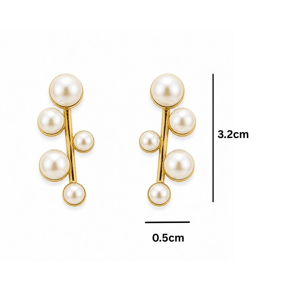 Etnico Fashion Gold Plated Anti Tarnish Pearl Drop Earrings for Women & Girls Fashion Jewellery (WE016W)