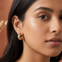 Etnico Fashion Gold Plated Anti Tarnish Multicolor Crystal Hoop Earrings for Women & Girls Fashion Jewellery (WE017FL)