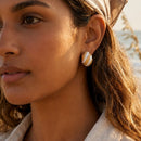 Etnico Fashion Gold Plated Anti Tarnish Pearl Finish Oval Stud Earrings for Women & Girls Elegant Everyday Fashion Jewellery (WE018W)