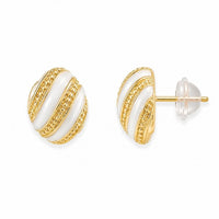 Etnico Fashion Gold Plated Anti Tarnish Pearl Finish Oval Stud Earrings for Women & Girls Elegant Everyday Fashion Jewellery (WE018W)