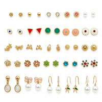 Etnico Fashion 25 Pairs Combo Anti Tarnish Set Latest Stylish Stud Earrings for Women and Girls Gold Plated Western Earrings Fashion Jewellery Collection Gift (WE021FL-CO)