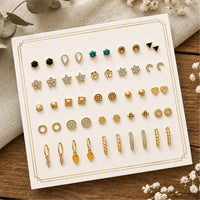 Etnico Fashion 25 Pairs Combo Anti Tarnish Set Latest Stylish Earrings for Women and Girls Gold Plated Stud & Hoop Fashion Jewellery Collection (WE023FL-CO)