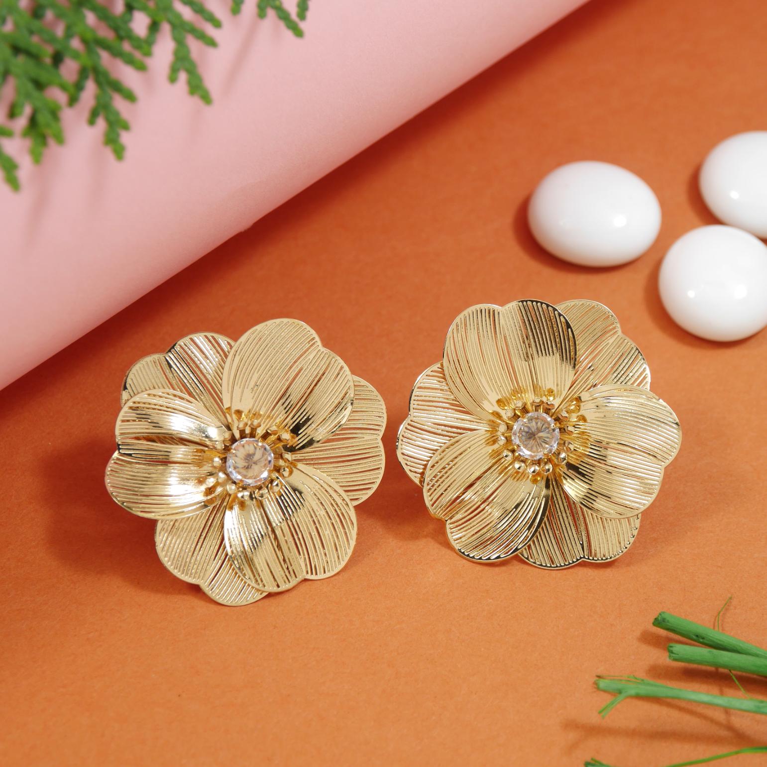 Tarohi Jewels Gold Plated Floral Western Earring