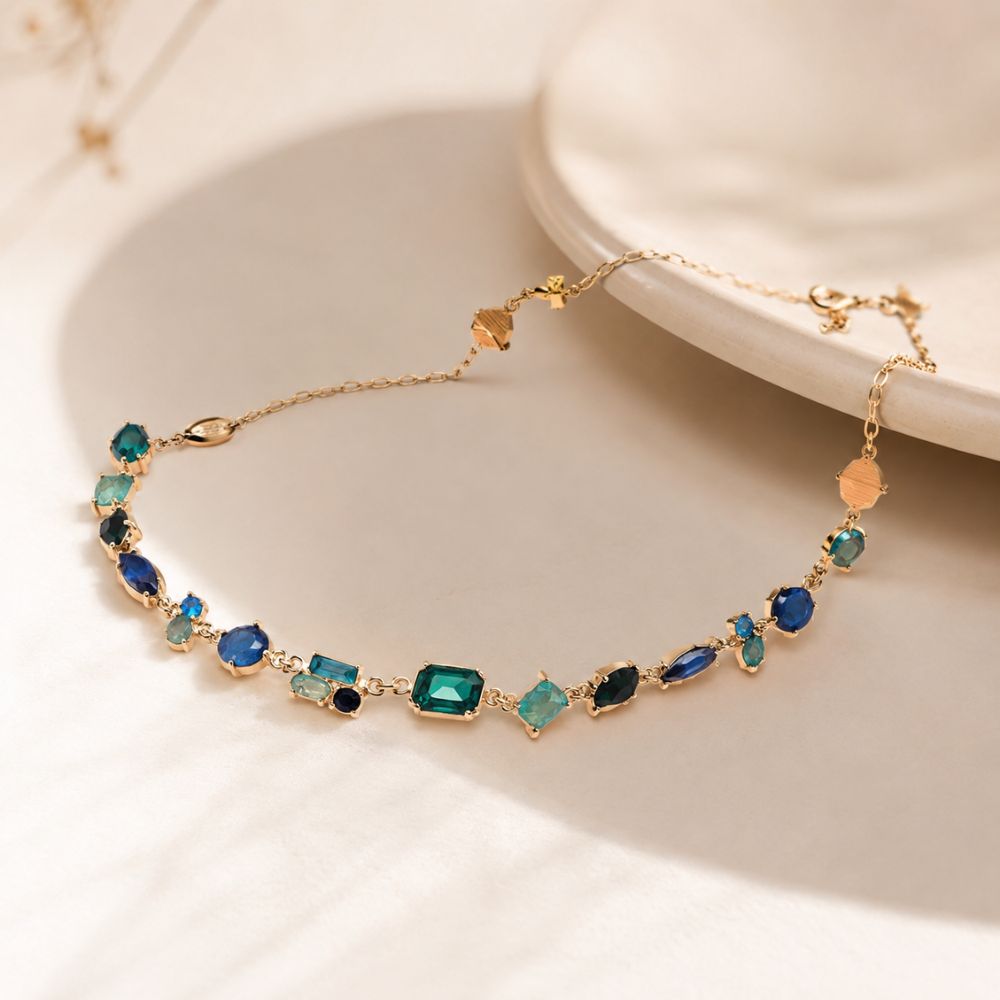 Etnico Fashion Gold Plated Anti Tarnish Multicolor Crystal Tennis Necklace for Women & Girls Stylish Fashion Jewellery (WN003Mul)
