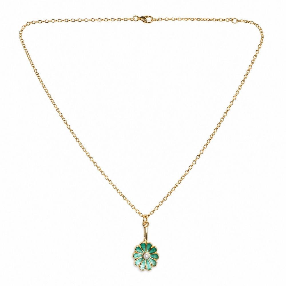 Etnico Fashion Gold Plated Anti Tarnish Floral Pendant Necklace with Faux Pearl for Women & Girls Stylish Fashion Jewellery (WN005)