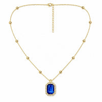 Etnico Fashion Gold Plated Anti Tarnish Blue Crystal Pendant Necklace for Women & Girls Stylish Fashion Jewellery (WN007Bl)