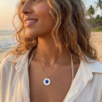 Etnico Fashion Gold Plated Anti Tarnish Blue Heart Pendant Necklace for Women & Girls American Diamond Style Heart Charm Chain Fashion Jewellery (WN009Bl)