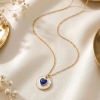 Etnico Fashion Gold Plated Anti Tarnish Blue Heart Pendant Necklace for Women & Girls American Diamond Style Heart Charm Chain Fashion Jewellery (WN009Bl)