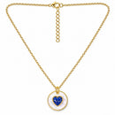 Etnico Fashion Gold Plated Anti Tarnish Blue Heart Pendant Necklace for Women & Girls American Diamond Style Heart Charm Chain Fashion Jewellery (WN009Bl)