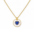 Etnico Fashion Gold Plated Anti Tarnish Blue Heart Pendant Necklace for Women & Girls American Diamond Style Heart Charm Chain Fashion Jewellery (WN009Bl)