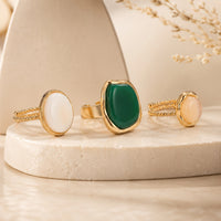 EtnicoFashion Gold Plated Adjustable Stone Rings Combo for Women & Girls Cocktail Ring Set Stylish Fashion Jewellery (Pack of 3) (WR003)