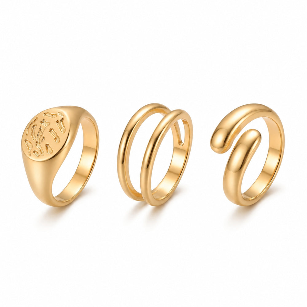 EtnicoFashion Gold Plated Rings Combo for Women & Girls Stylish Fashion Jewellery (Pack of 3) (WR004FL)