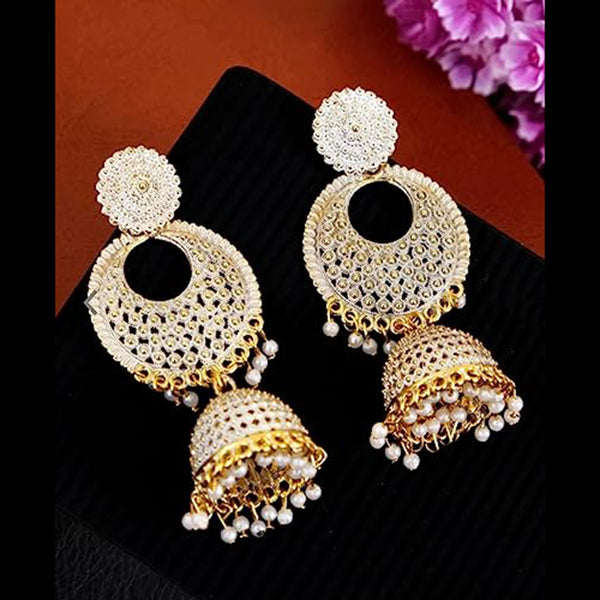 Subhag Alankar White Beautifully designed floral Baali Jhumki Earrings For Girls & Women