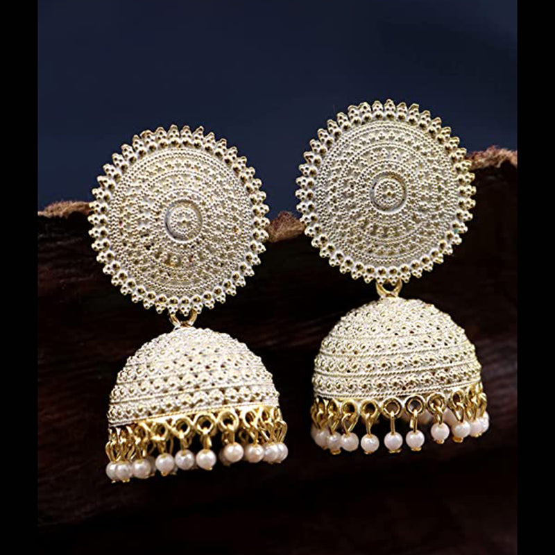 Subhag Alankar White Attractive Kundan Jhumki earrings ideal for festive wear