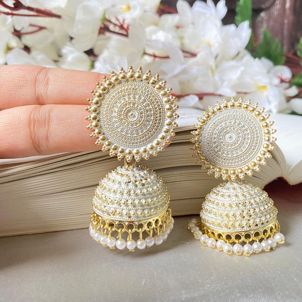 Subhag Alankar White Attractive Kundan Jhumki earrings ideal for festive wear