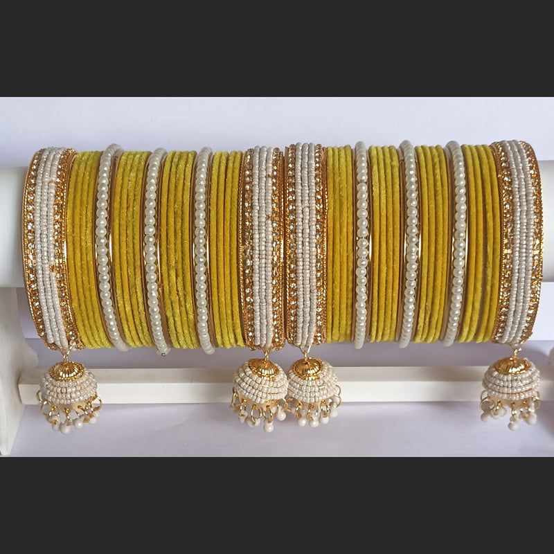 Manik Gold Plated Velvet Bangles Set
