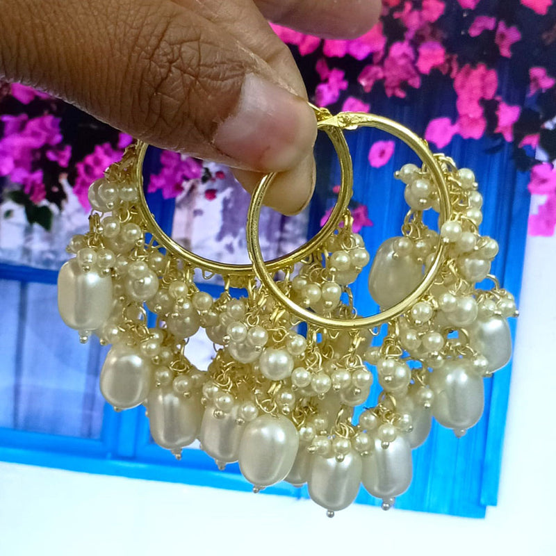 Knigght Angel Jewels Gold Plated Pearl Bali Earrings