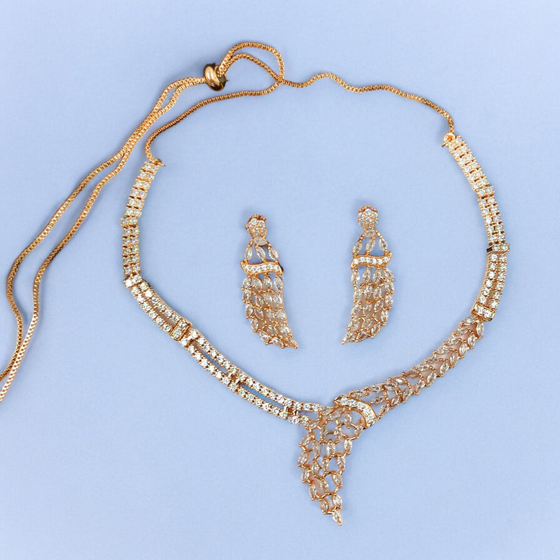 Gehana Mahal Gold Plated Austrian Stone Necklace Set