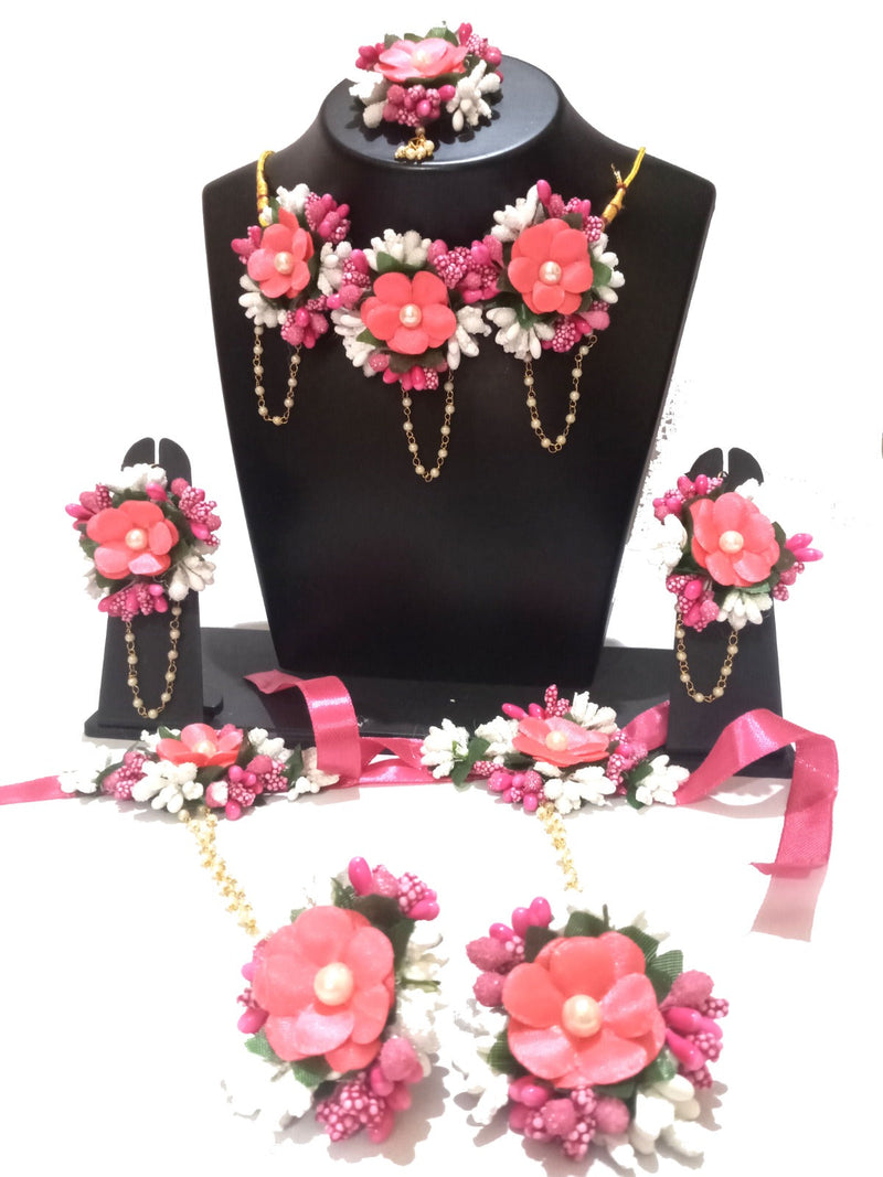 Darshana Jewels Flower Necklace Set for Haldi Ceremony / Baby Shower