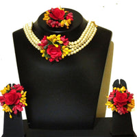 Kavyas Kreation Flower Necklace Set for Haldi Ceremony / Baby Shower