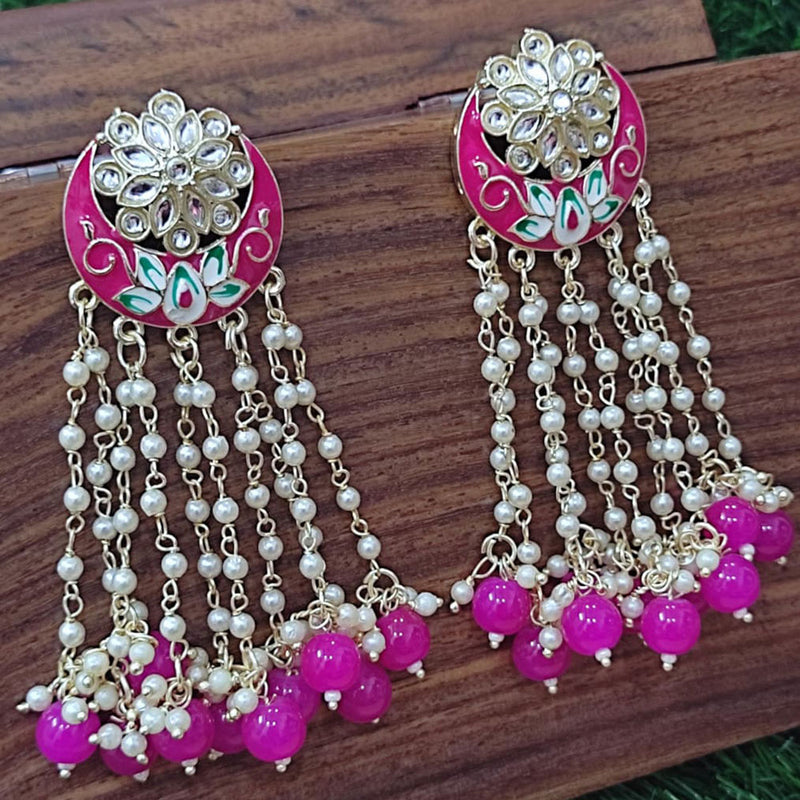 Bevy Pearls Gold Plated Kundan And Beads Dangler Earrings