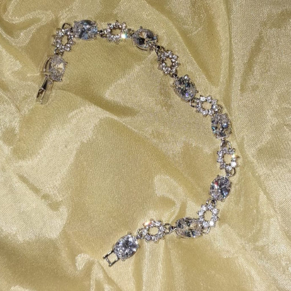 Dhirish International Elegant Silver Finish American Diamond Bracelet