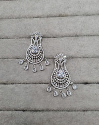 LAFZ  Luxurious Rhodium-Plated AD Paisley Jewellery Set