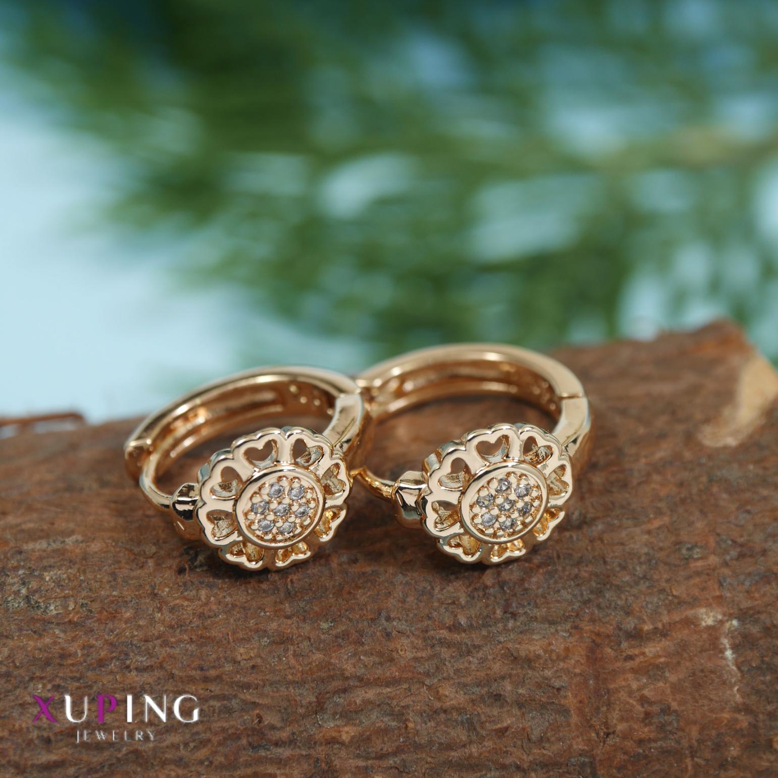 Tarohi Jewels Gold Plated Floral Xuping Hoops Earring