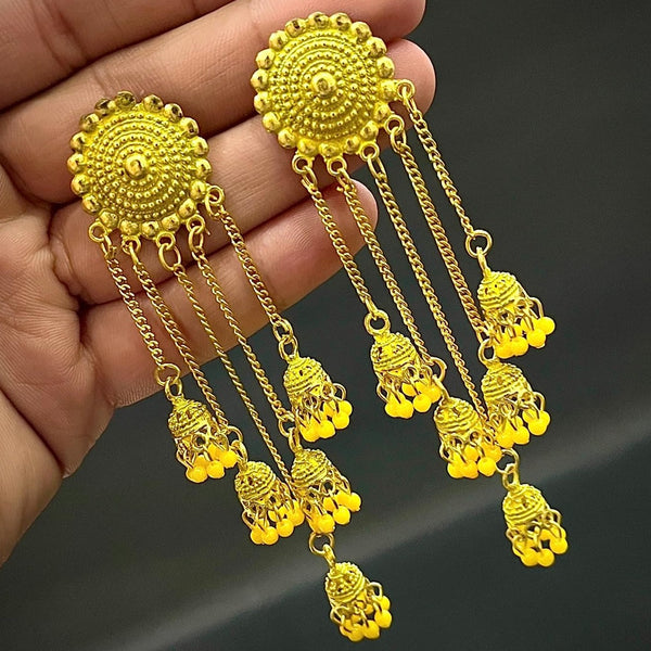 Subhag Alankar Yellow Stylish & Party Wear Danglers Latest Collection 5 Layer Latkan Earrings for Girls and Women.Alloy Drops & Danglers