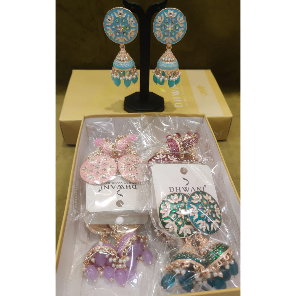 Dhwani Royal Rainbow Austrian Pearl And Beads Meenakari Jhumki Earrings