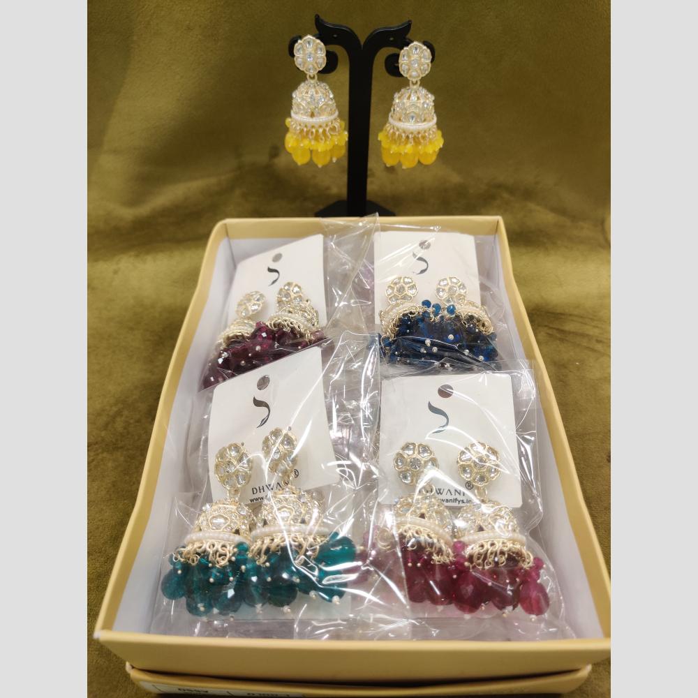 Dhwani Designer Multicolor Kundan And Pearl Jhumki Earrings (Assorted Color)