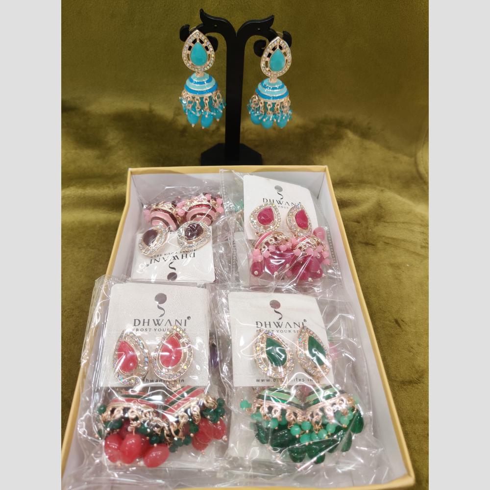Dhwani Designer Multicolor Austrian And Meenakari Jhumki Earrings (Assorted Color)