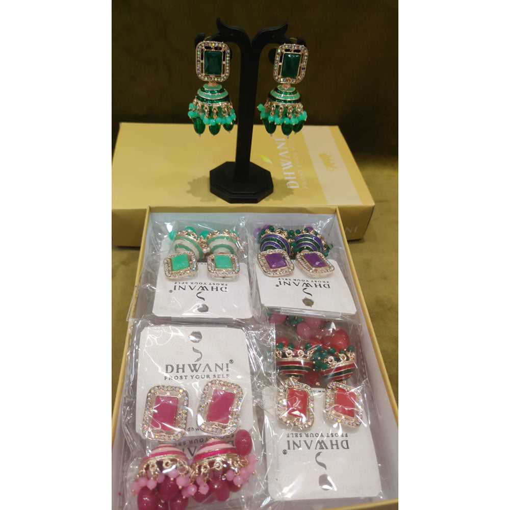 Dhwani Royal Rainbow Austrian Pearl And Beads Meenakari Jhumki Earrings