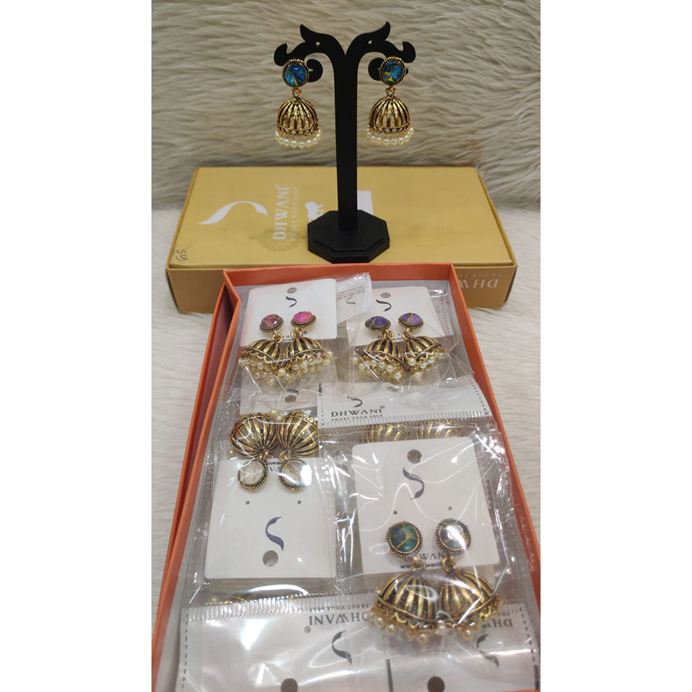 Dhwani Royal Pota Stone And Pearl Jhumki Earrings