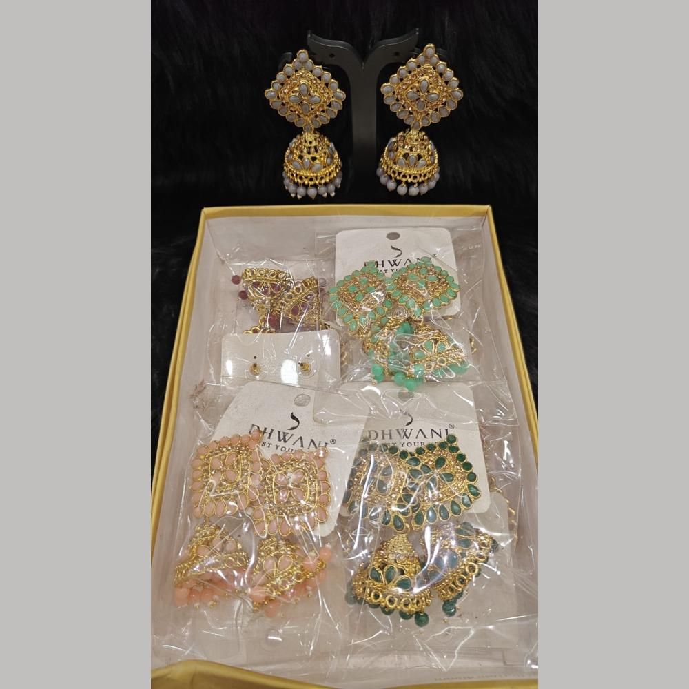 Dhwani Gold Plated Graceful Pota Stone And Pearl Jhumki Earrings