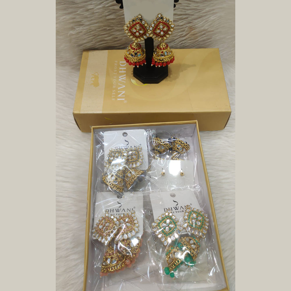 Dhwani Heritage Mirror And Pearl Jhumki Earrings(Pack of 8)