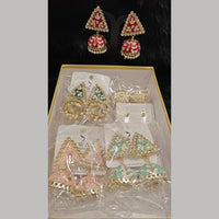 Dhwani Trendy Kundan Stone And Pearl Meenakari Jhumki Earrings
