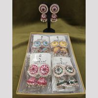 Dhwani Traditional Kundan Stone And Meenakari Jhumki Earrings