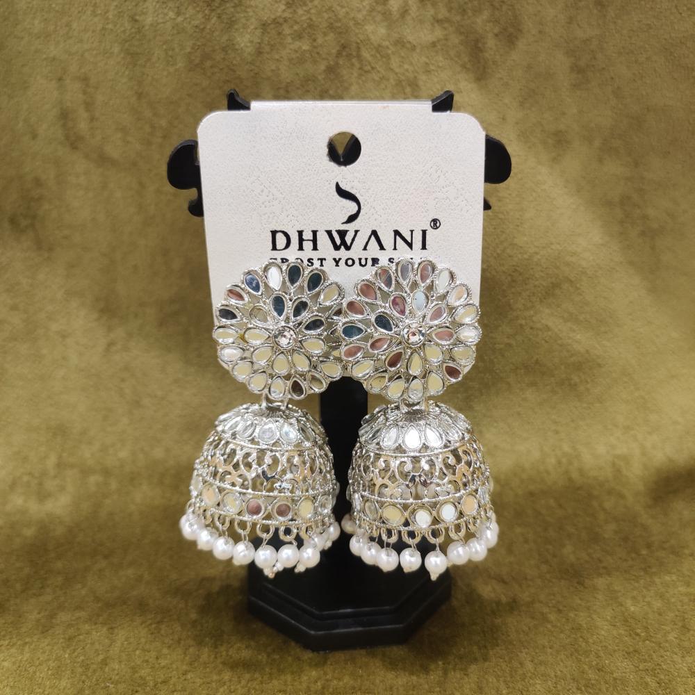 Dhwani Austrian Stone And Mirror Beads Jhumki Earrings