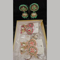 Dhwani Trendy Kundan Stone And Pearl Meenakari Jhumki Earrings